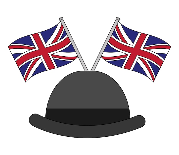 Vector gentleman hat with flags of great britain