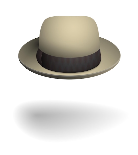 Gentleman hoofdtooi hoed met ronde rand in beige Voor- en najaar herenkleding Realistische vector op witte achtergrond