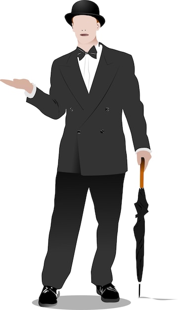 Gentleman with umbrella Vector illustration