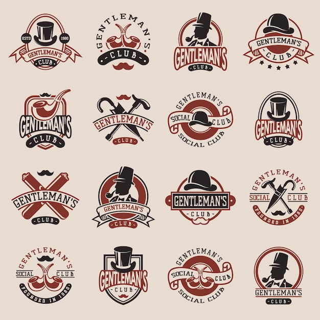 Vector gentlemans vintage badges