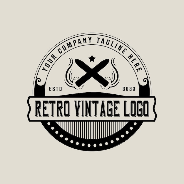 Signori fumatori club vettore logo vintage emblema con cappello e sigari incrociati
