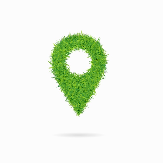 Vector geo pin composed of green grass