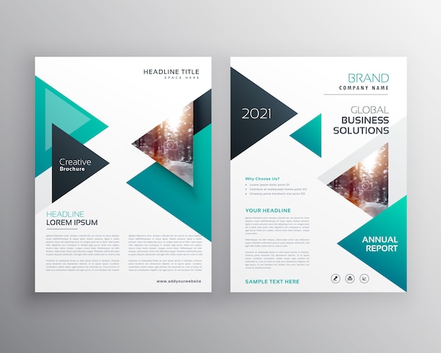 Vector geoemtric triangles business flyer brochure vector template