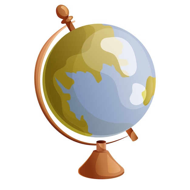 Geographic globe cartoon with stand icon school element student concept isolated vector illustration