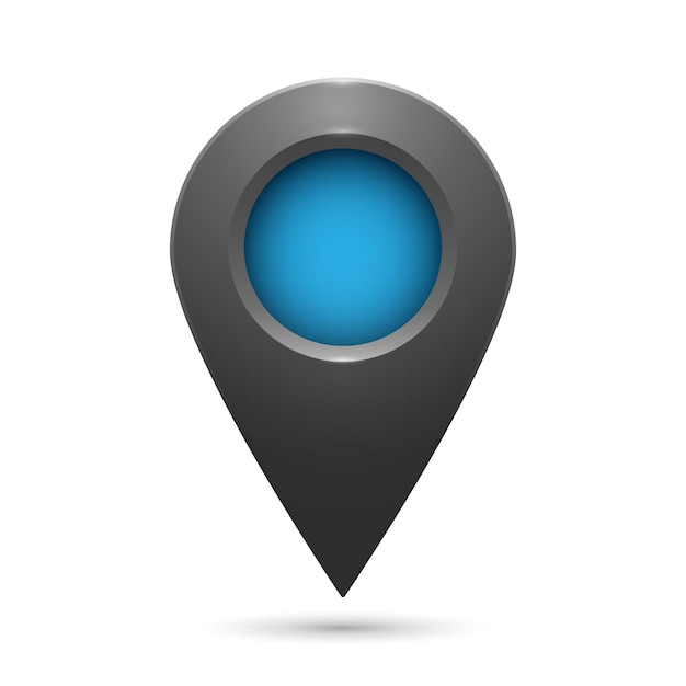 Vector the geolocation icon is gray with highlights and a blue insert on a white background