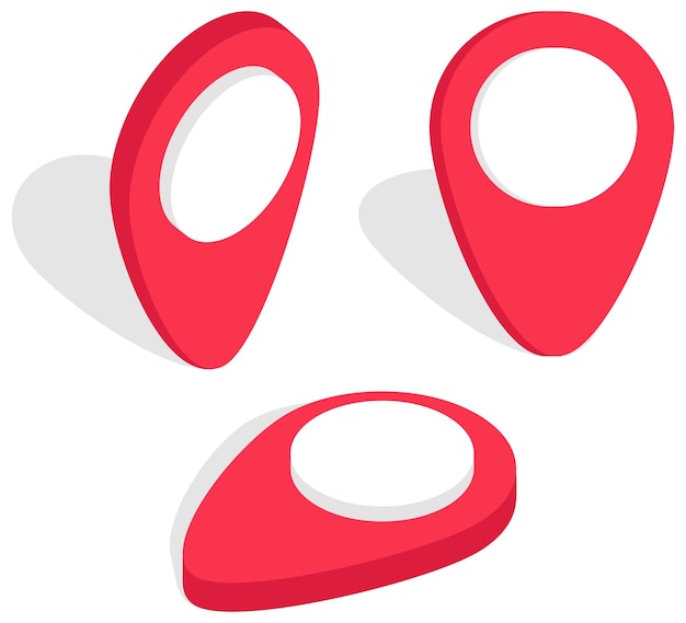 Vector the geolocation placemark icon isometric the symbol of the camera in different angles