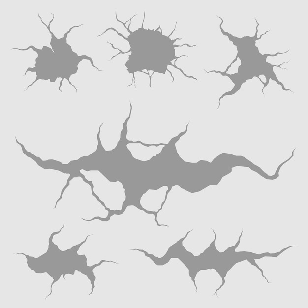 Geologie schade aardoppervlak grond scheuren gat textuur of aardbeving gebarsten muur vector