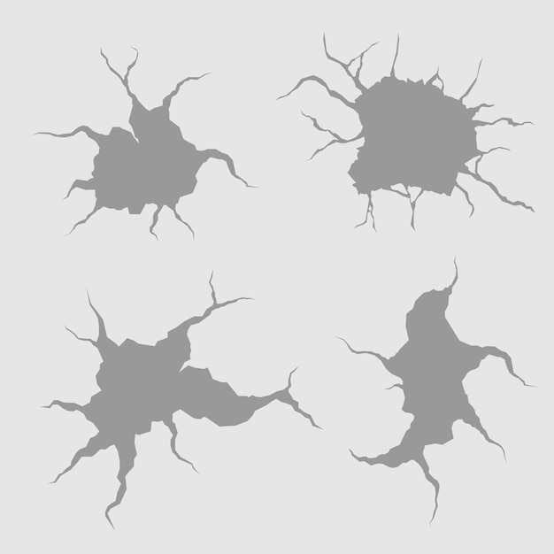 지질학 손상 지구 표면 지상 균열 구멍 질감 또는 지진 깨진된 벽 벡터
