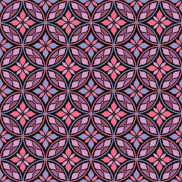 Vector geometic floral seamless pattern in editable vector file