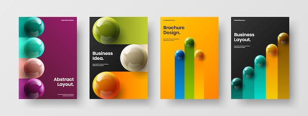 Geometric 3D balls catalog cover template set