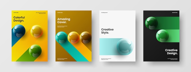 Geometric 3D balls company brochure layout set