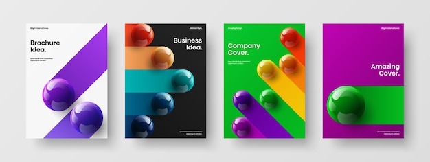 Набор иллюстраций для обложки компании с геометрическими 3D-шарами