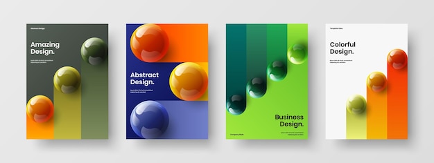 Set di layout di identità aziendale con palline geometriche 3d