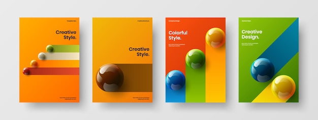 Geometric 3D balls magazine cover template collection