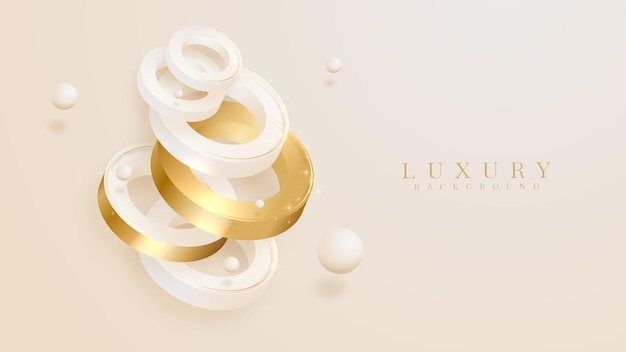 Geometric 3d golden shapes , realistic luxury background concept, cream pastel color scene, Illustration from vector about modern template design that feels precious and expensive.