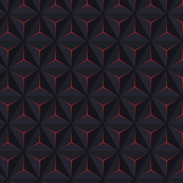 Geometric 3D pattern with red.