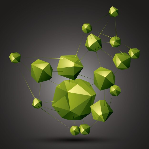 Вектор Геометрический абстрактный 3d сложный объект, соединены яркие асимметричные трехмерные элементы.