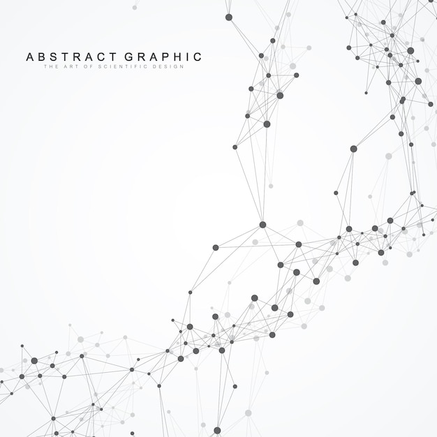 Geometric abstract background with connected line and dots Graphic background for your design Vector illustration