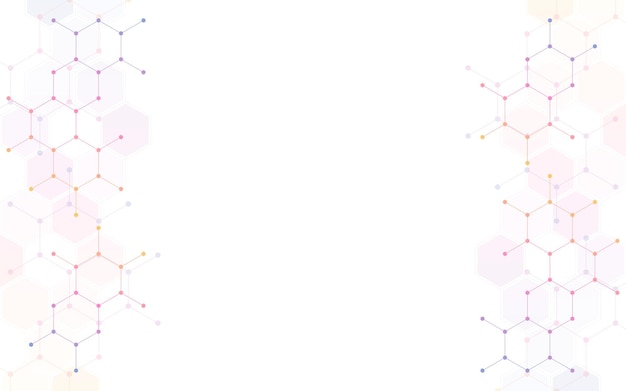 六角形のパターンを持つ幾何学的な抽象的な背景科学と医学の概念とアイデア