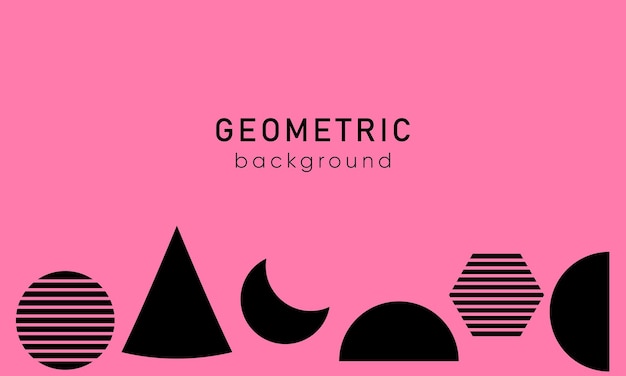 Vector geometric abstract backgrounds design composition of simple geometric shapes on pink background