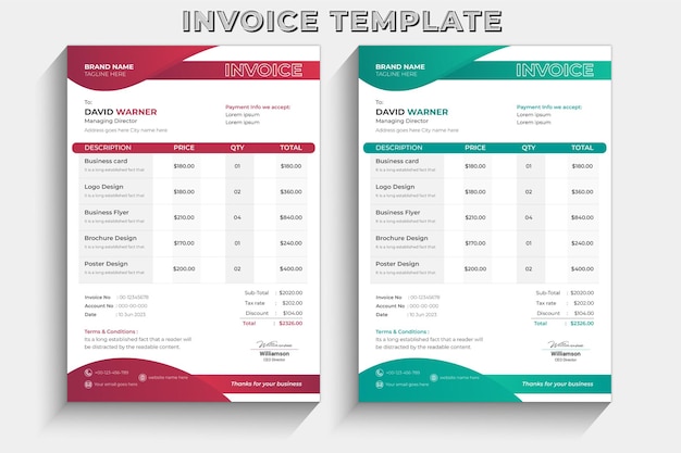 Geometric abstract business invoice design template