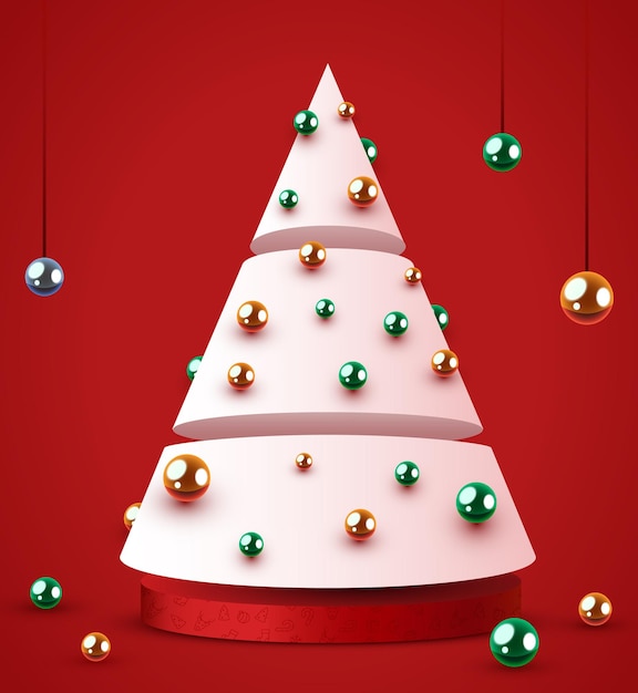 幾何学的な抽象的なクリスマスツリーメリークリスマスと新年あけましておめでとうございますバナー