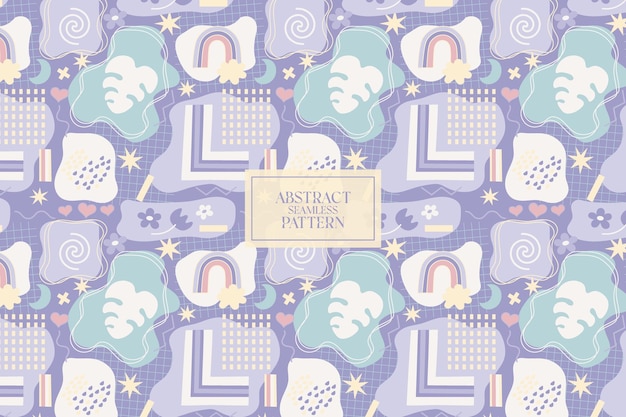 Geometric abstract cute shapes soft pastel blue and white seamless repeat vector pattern