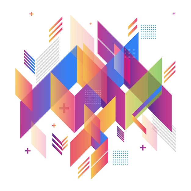 Geometric abstract element pattern with colorful gradient vector background