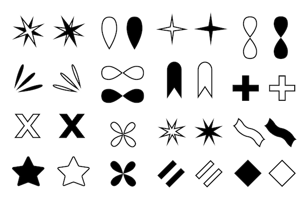 Geometric and abstract elements. Line icons set. Vector illustration of simple shapes.