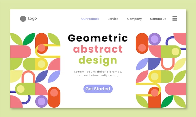 Geometric abstract landing page design