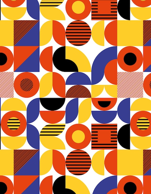 Geometric abstract retro pattern in Bauhaus style. Geometric shapes. Geometric Bauhaus pattern.