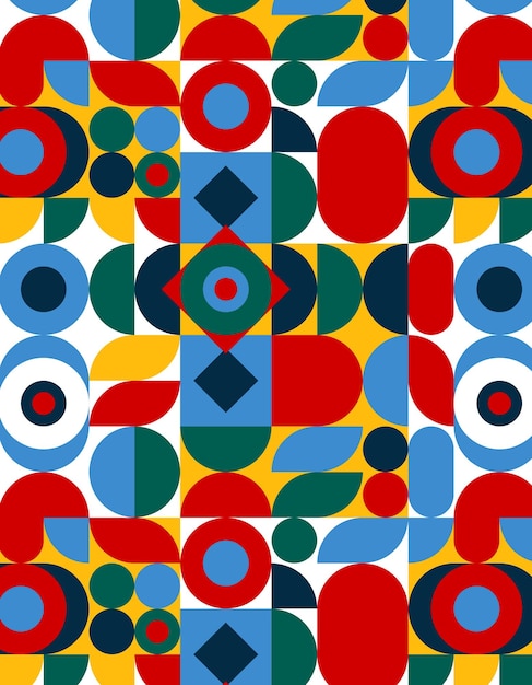 Geometric abstract retro pattern in Bauhaus style. Geometric shapes. Geometric Bauhaus pattern.