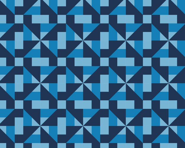 Geometric abstract seamless blue color pattern, background