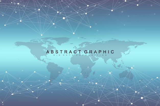 Геометрический абстрактный вектор с соединенными линиями и точками фон подключения к глобальной сети технологический смысл абстрактная иллюстрация