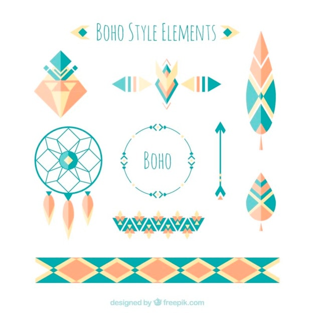 Vector geometric accessories in boho style and flat design