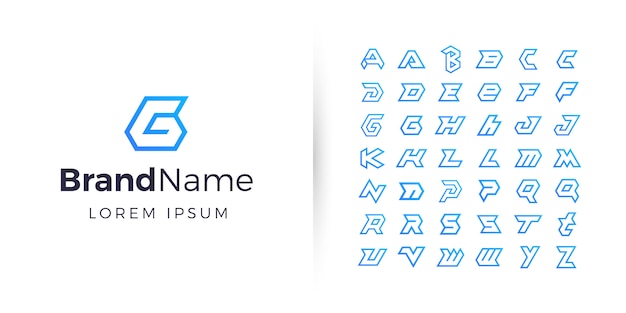 幾何学的なアルファベットのロゴのコレクション