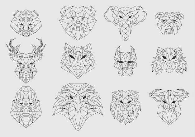 Geometric animal head outline