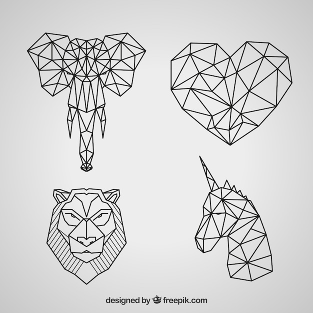 Geometric animal tattoo collection