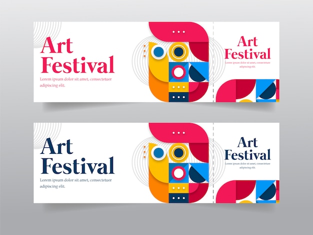 Vector geometric art festival tickets template