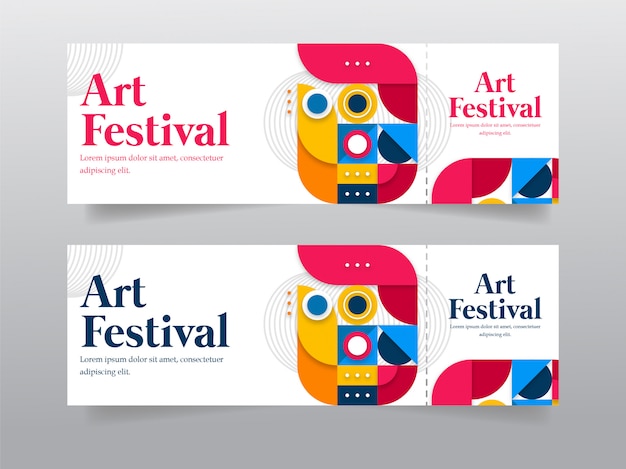 Geometric art festival tickets template