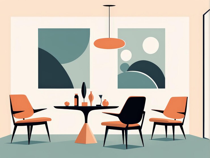 Vector geometric art illuminates modern living space a stylish room decorated with contemporary furnit