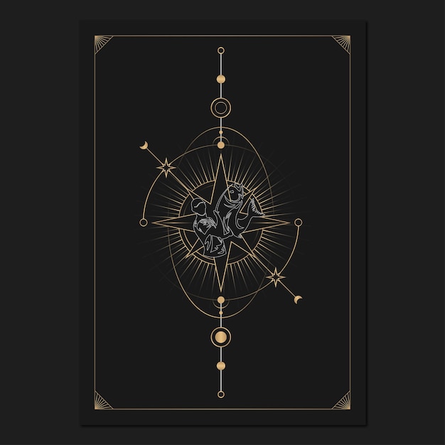 Geometric astrological symbols tarot card