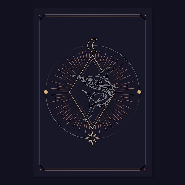 Vector geometric astrological symbols tarot card