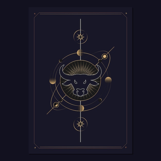 Geometric astrological symbols tarot card