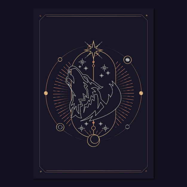 Geometric astrological symbols tarot card