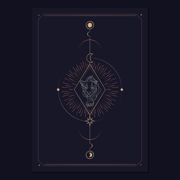 Vector geometric astrological symbols tarot card