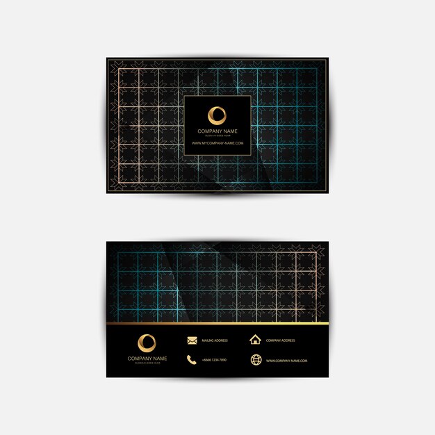 Vector geometric background business card template. flat design