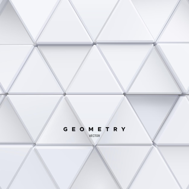 Geometric background of white triangle mosaic shapes