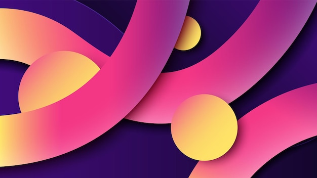 Geometric background with abstract overlapping circles and lines with multicolored gradient