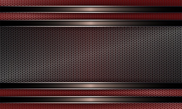 Geometric background with metal grille and rectangular frame with shiny border.